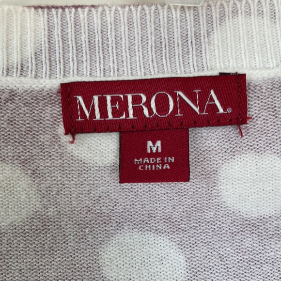Merona Women’s Purple and White Polka Dot Cardigan (size M) - Picture 6 of 7